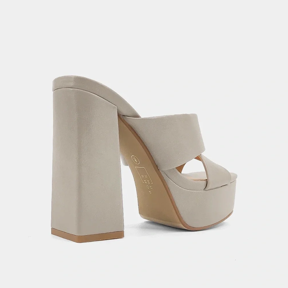 ShuShop Platform Mule Sandals in Light Taupe